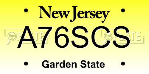 A76SCS New Jersey License Plate