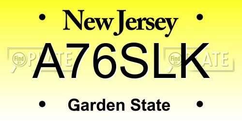 A76SLK New Jersey License Plate
