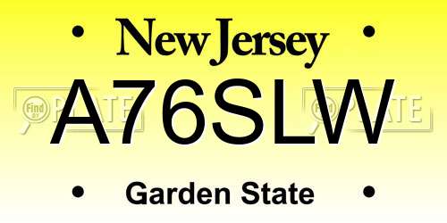 A76SLW New Jersey License Plate