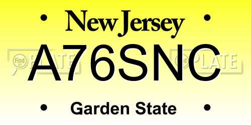 A76SNC New Jersey License Plate