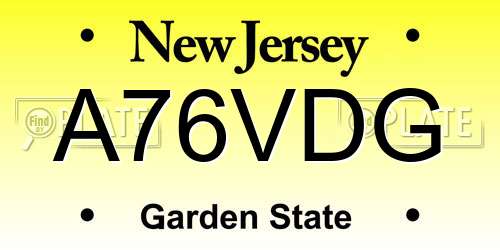 A76VDG New Jersey License Plate