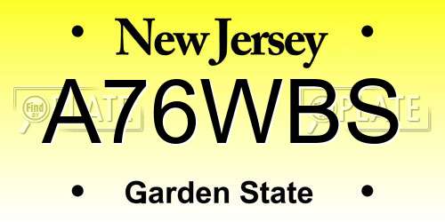 A76WBS New Jersey License Plate
