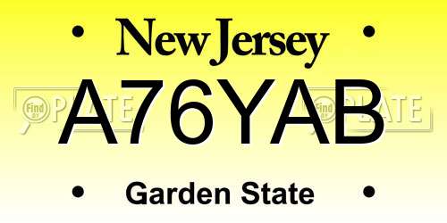A76YAB New Jersey License Plate