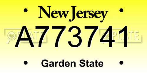 A773741 New Jersey License Plate