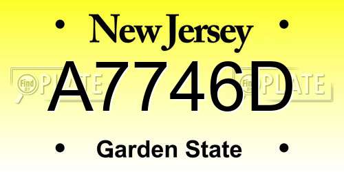 A7746D New Jersey License Plate