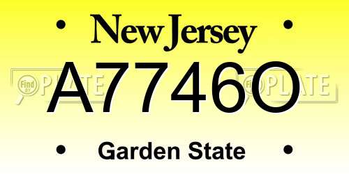 A7746O New Jersey License Plate