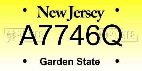 A7746Q New Jersey License Plate