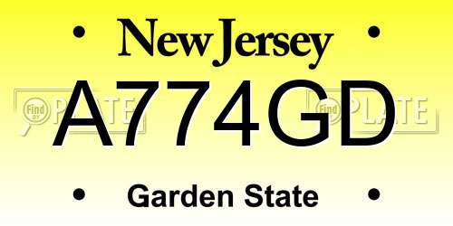 A774GD New Jersey License Plate