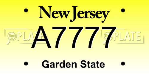 A7777 New Jersey License Plate