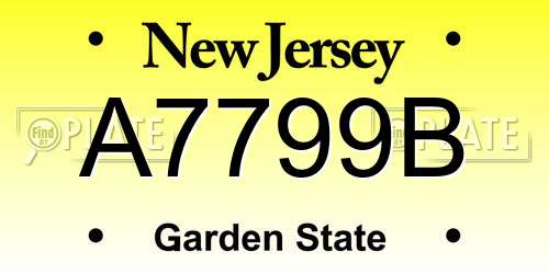 A7799B New Jersey License Plate