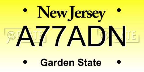 A77ADN New Jersey License Plate