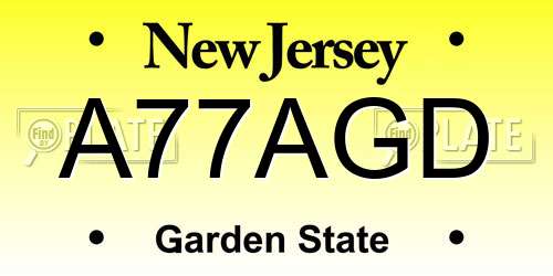A77AGD New Jersey License Plate