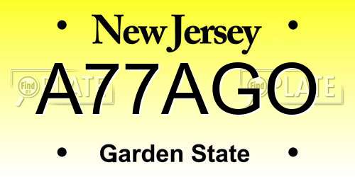A77AGO New Jersey License Plate