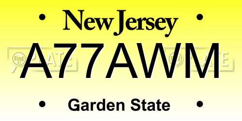A77AWM New Jersey License Plate
