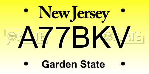 A77BKV New Jersey License Plate