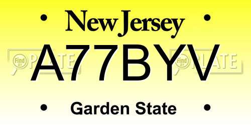 A77BYV New Jersey License Plate