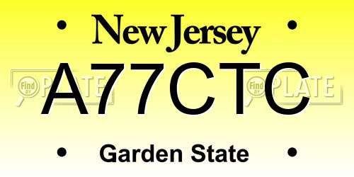 A77CTC New Jersey License Plate