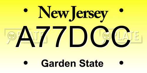 A77DCC New Jersey License Plate