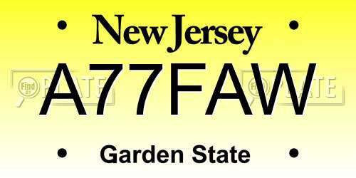 A77FAW New Jersey License Plate