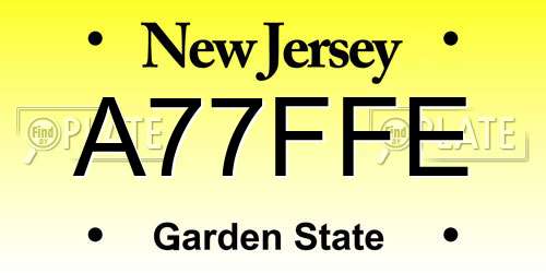 A77FFE New Jersey License Plate