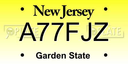 A77FJZ New Jersey License Plate