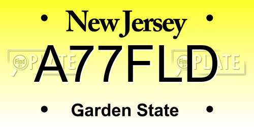 A77FLD New Jersey License Plate