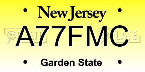 A77FMC New Jersey License Plate