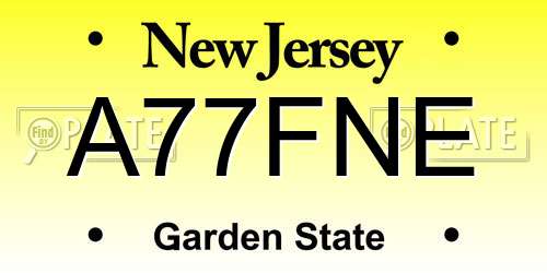 A77FNE New Jersey License Plate