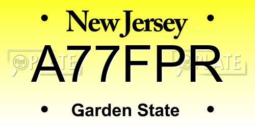 A77FPR New Jersey License Plate