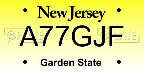 A77GJF New Jersey License Plate