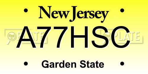 A77HSC New Jersey License Plate