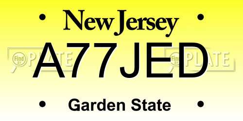 A77JED New Jersey License Plate