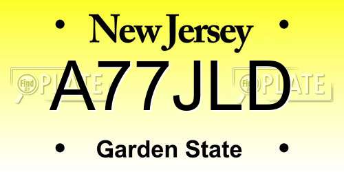 A77JLD New Jersey License Plate