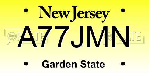 A77JMN New Jersey License Plate