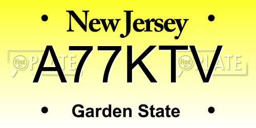 A77KTV New Jersey License Plate