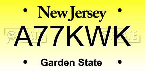 A77KWK New Jersey License Plate