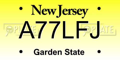 A77LFJ New Jersey License Plate