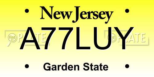 A77LUY New Jersey License Plate