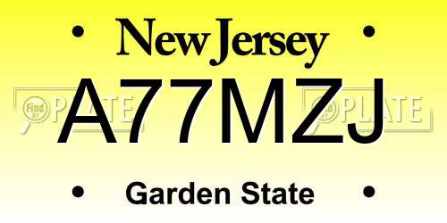 A77MZJ New Jersey License Plate