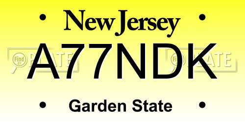 A77NDK New Jersey License Plate