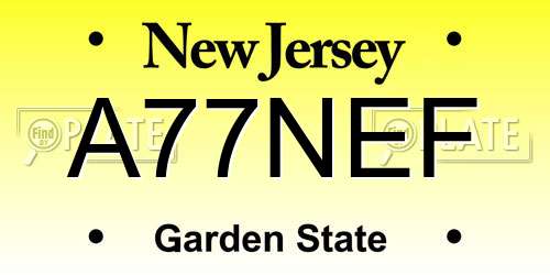 A77NEF New Jersey License Plate