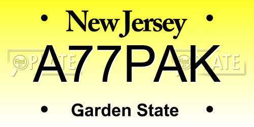 A77PAK New Jersey License Plate