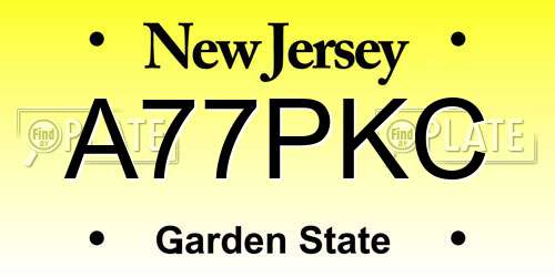 A77PKC New Jersey License Plate