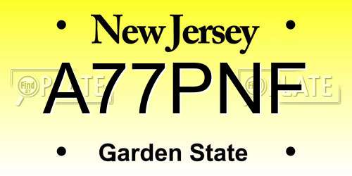 A77PNF New Jersey License Plate