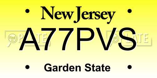 A77PVS New Jersey License Plate