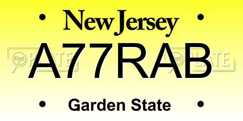 A77RAB New Jersey License Plate