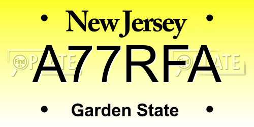 A77RFA New Jersey License Plate
