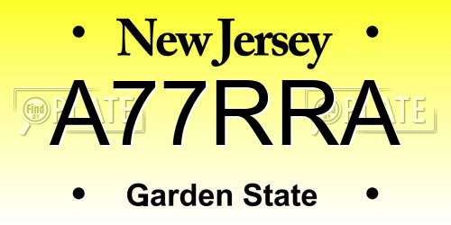 A77RRA New Jersey License Plate