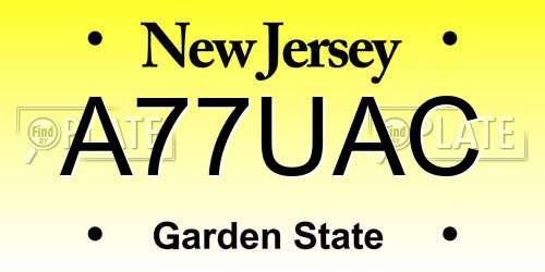 A77UAC New Jersey License Plate