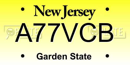 A77VCB New Jersey License Plate